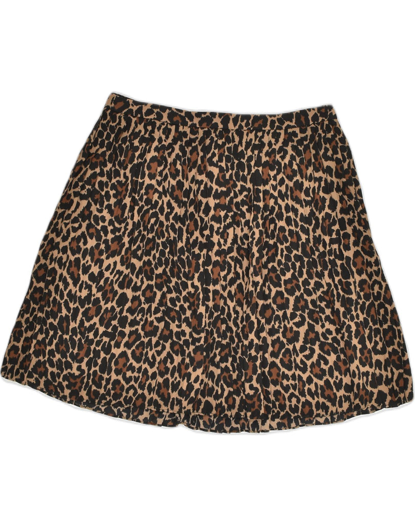 J. CREW Womens A-Line Skirt US 6 Medium W30 Brown Animal Print Polyester | Vintage J. Crew | Thrift | Second-Hand J. Crew | Used Clothing | Messina Hembry 