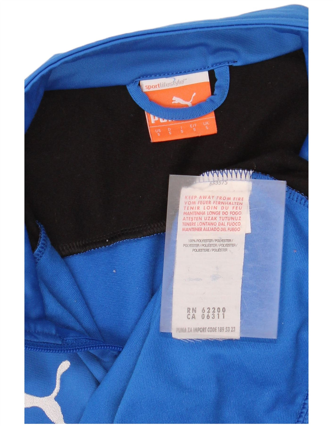 Puma Mens Tracksuit Top Jacket Small Blue Colourblock Polyester