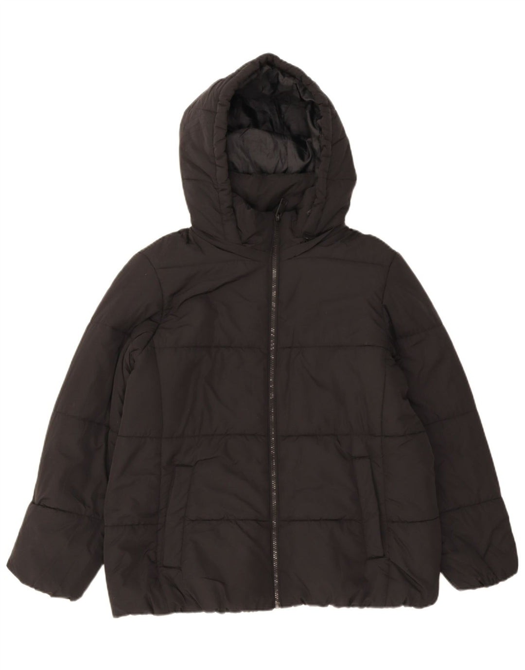 Marks & Spencer Womens Hooded Padded Jacket UK 16 Large Black Polyester