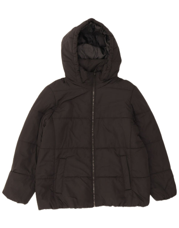 Marks & Spencer Womens Hooded Padded Jacket UK 16 Large Black Polyester