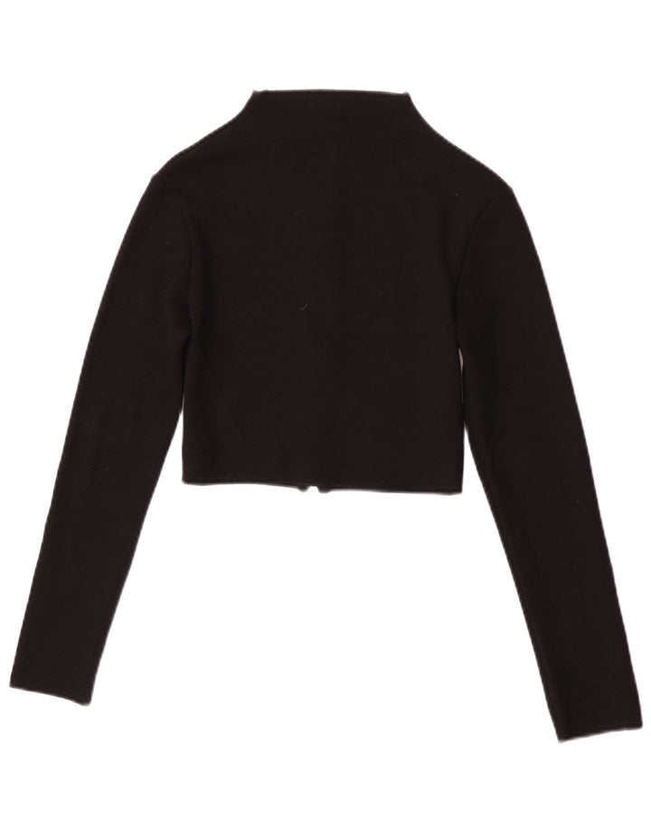 Zara Womens Crop Cardigan Top UK 12 Medium Black Viscose