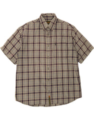 TIMBERLAND Mens Short Sleeve Shirt Large Purple Check Cotton