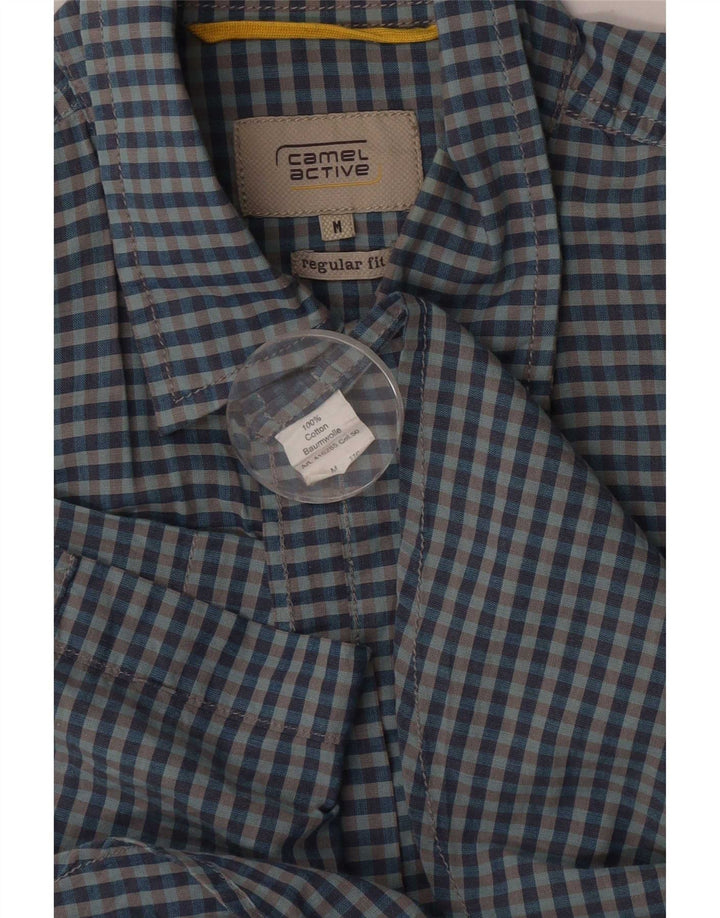 Camel Active Mens Short Sleeve Regular Fit Shirt Medium Navy Blue Gingham