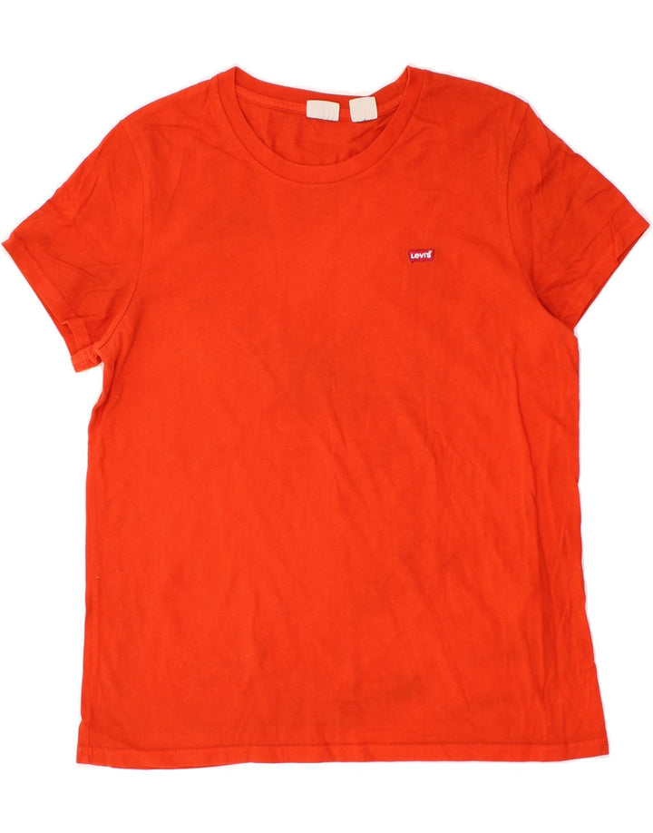 LEVI'S Womens T-Shirt Top UK 14 Medium Red Cotton Vintage Levi's and Second-Hand Levi's from Messina Hembry 