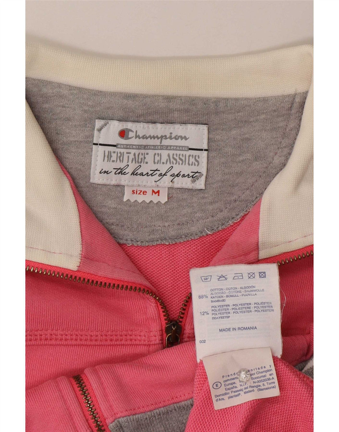 Champion Womens Heritage Classics Tracksuit Top Jacket UK 14 Medium Pink