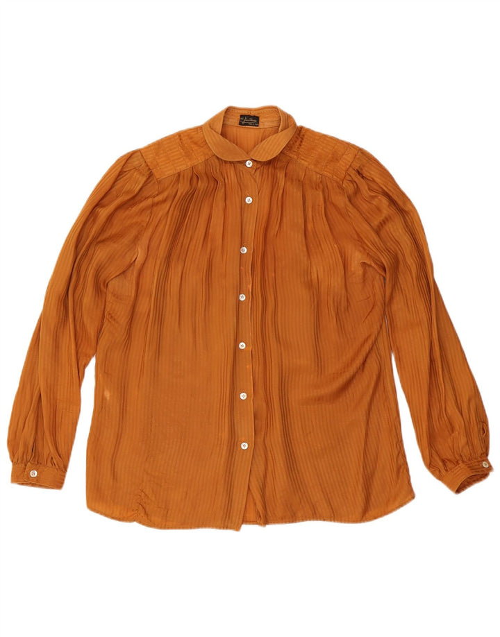 Vintage Womens Shirt Blouse IT 46 Large Orange Striped