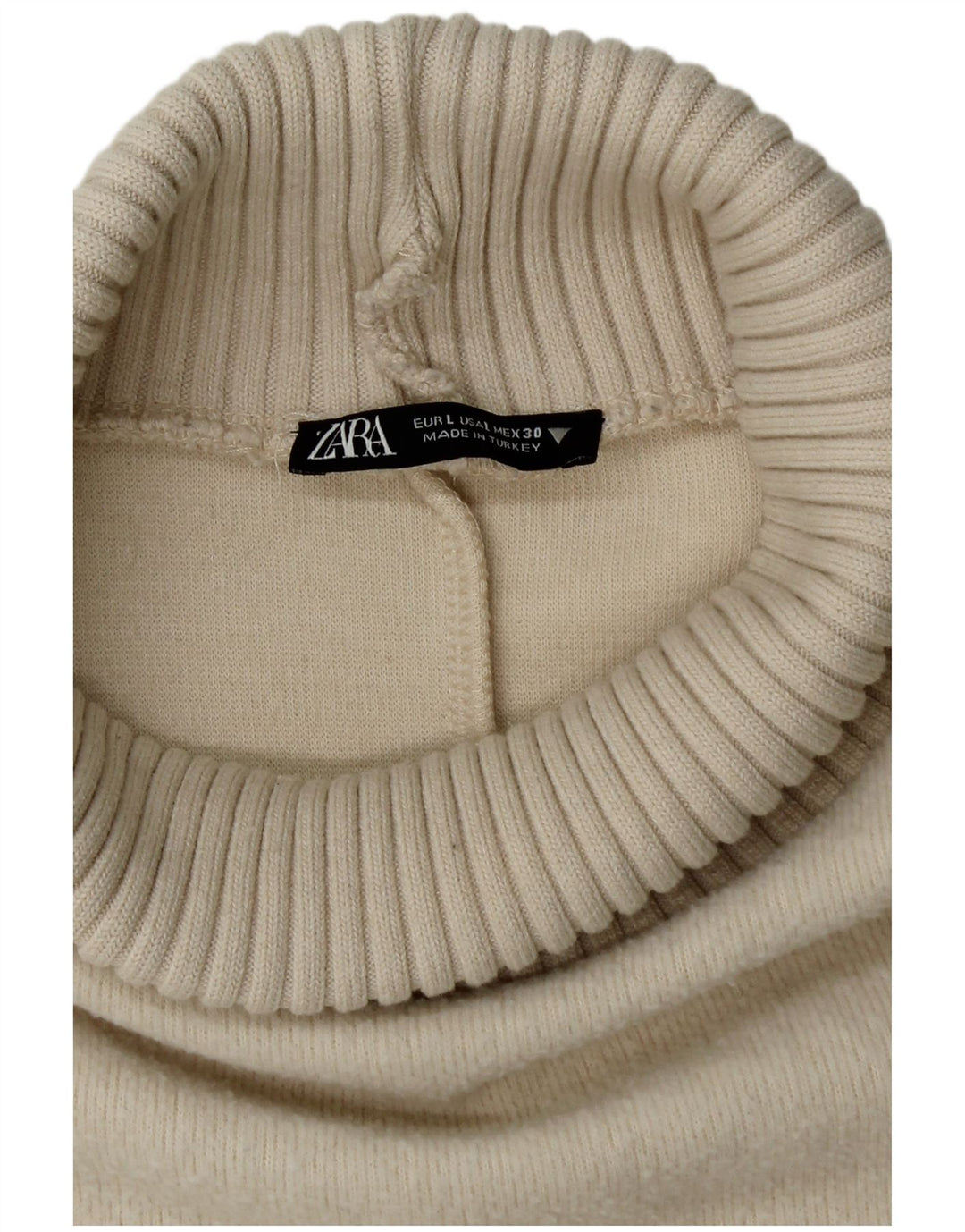 Zara Womens Roll Neck Vest Tank Top UK 14 Large Beige