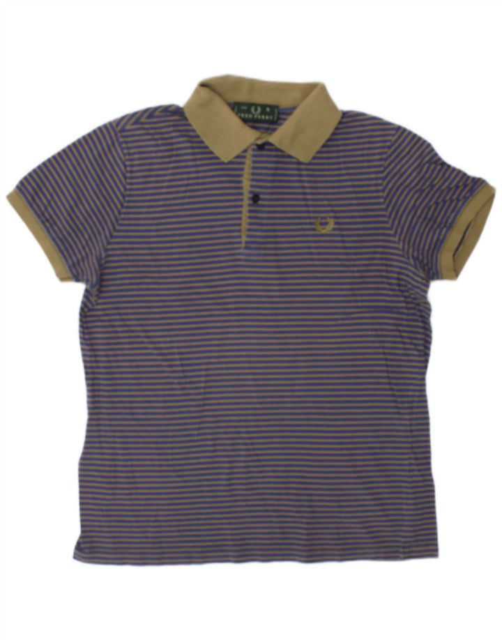 Fred Perry Mens Polo Shirt Small Navy Blue Pinstripe