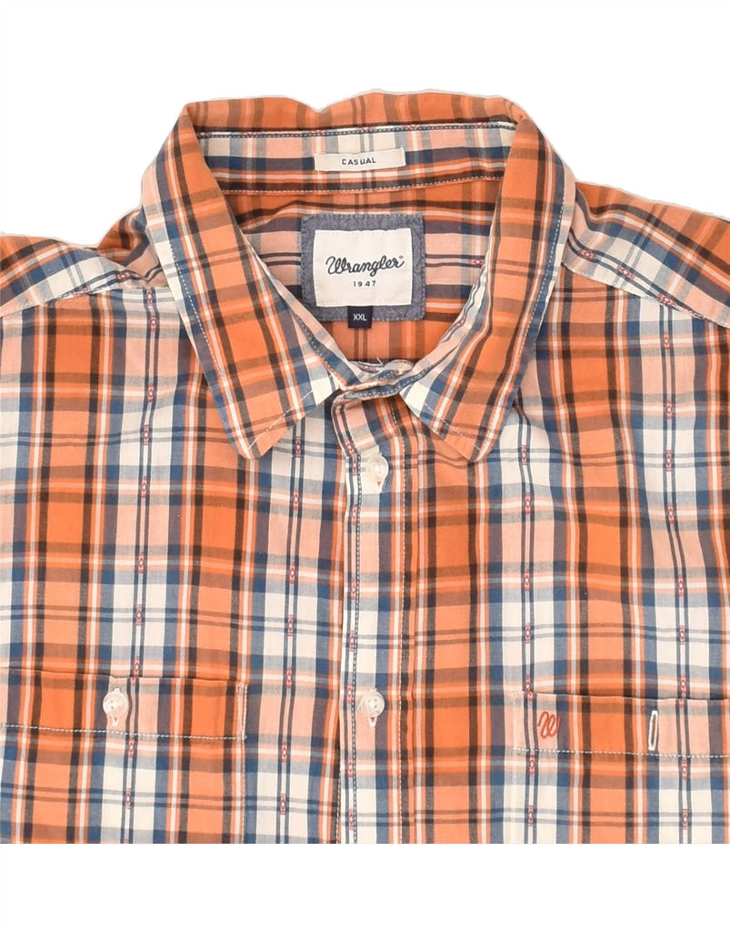WRANGLER Mens Casual Short Sleeve Shirt 2XL Orange Check Cotton | Vintage Wrangler | Thrift | Second-Hand Wrangler | Used Clothing | Messina Hembry 