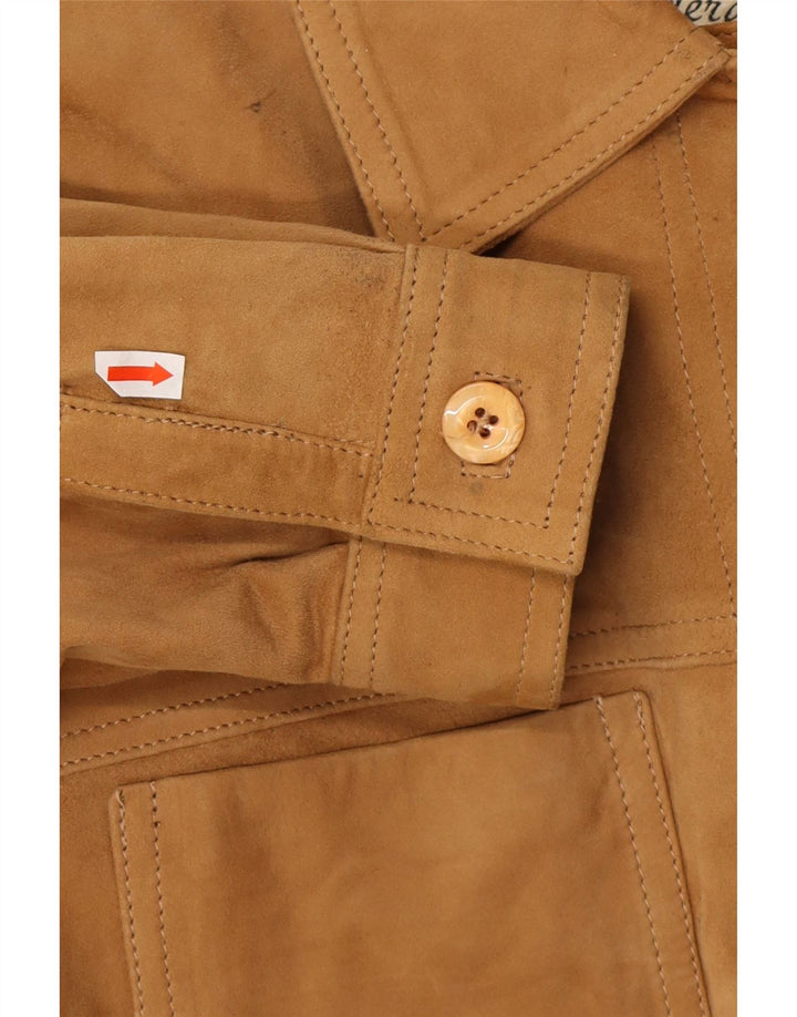VINTAGE Womens Loose Fit Suede Jacket UK 18 XL Brown Leather