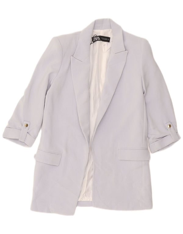 Zara Womens Open Loose Fit Blazer Jacket UK 6 XS Purple Polyester