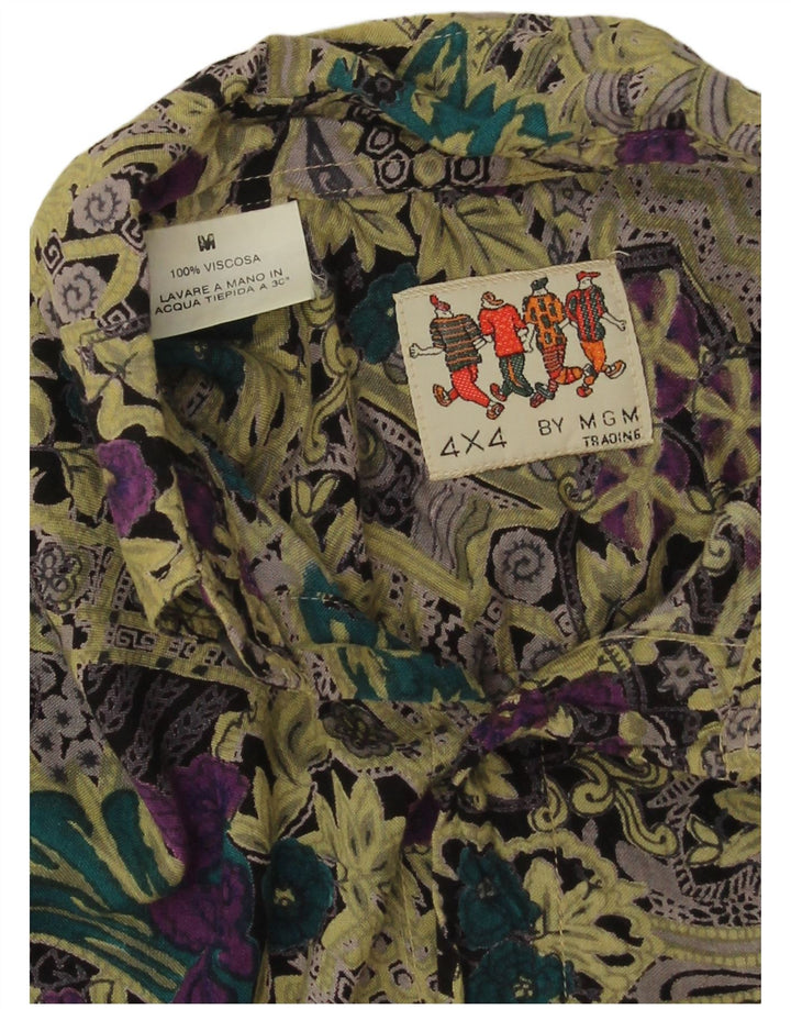Vintage Mens Short Sleeve Shirt Medium Multicoloured Floral Viscose