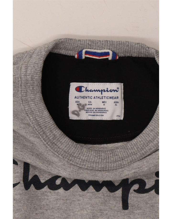 CHAMPION Mens Graphic Sweatshirt Jumper Medium Grey Cotton Vintage Champion and Second-Hand Champion from Messina Hembry 