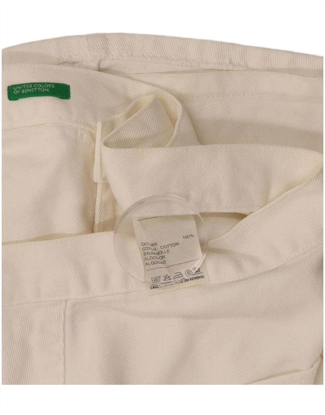 Benetton Womens Denim A-Line Skirt IT 44 Medium W30  Off White Cotton