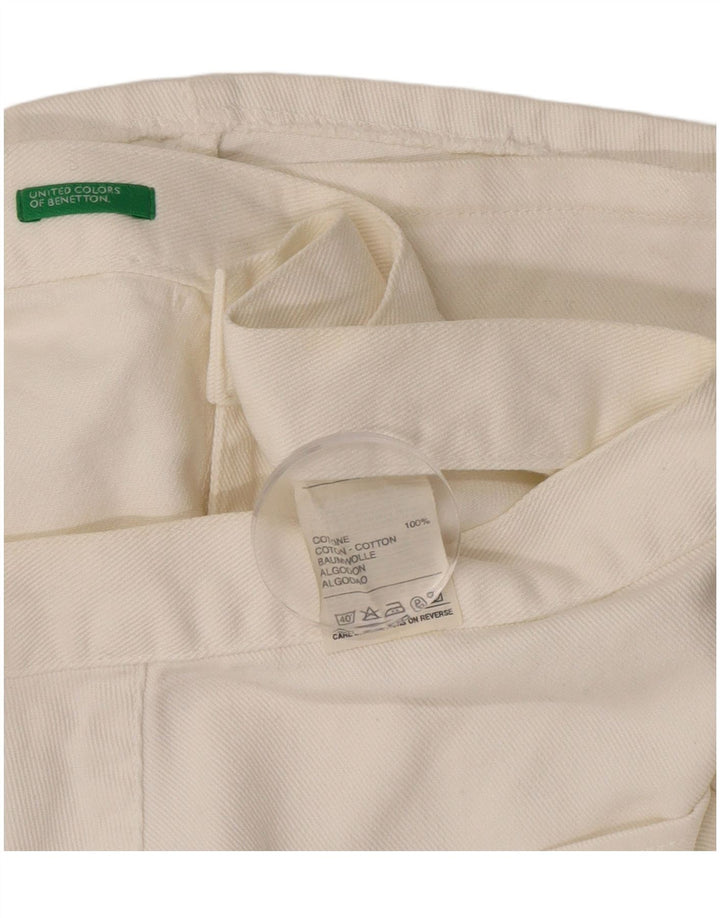 Benetton Womens Denim A-Line Skirt IT 44 Medium W30  Off White Cotton