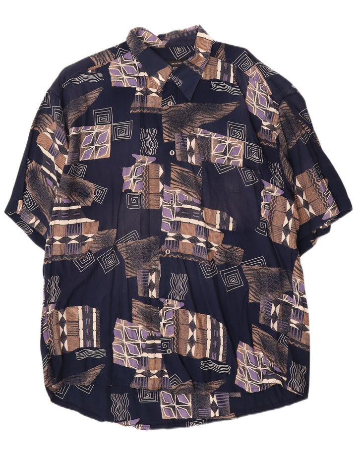Tipo' S Mens Short Sleeve Shirt 2XL Navy Blue Patchwork
