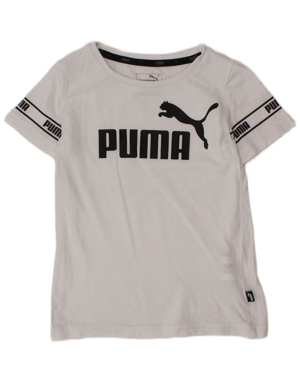 PUMA Boys Graphic T-Shirt Top 4-5 Years White Cotton