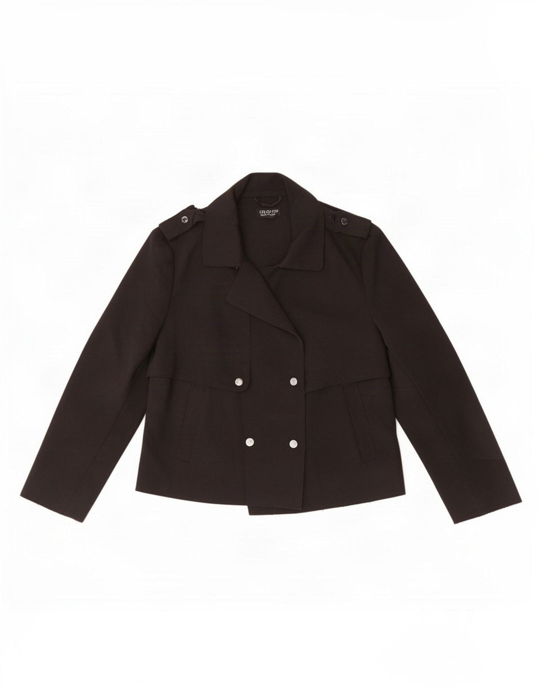 Topshop Womens Short Trench Coat UK 12 Medium Black Polyester