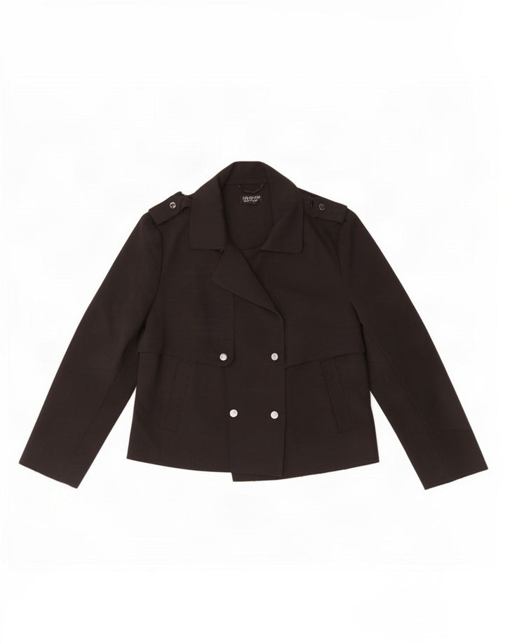 Topshop Womens Short Trench Coat UK 12 Medium Black Polyester