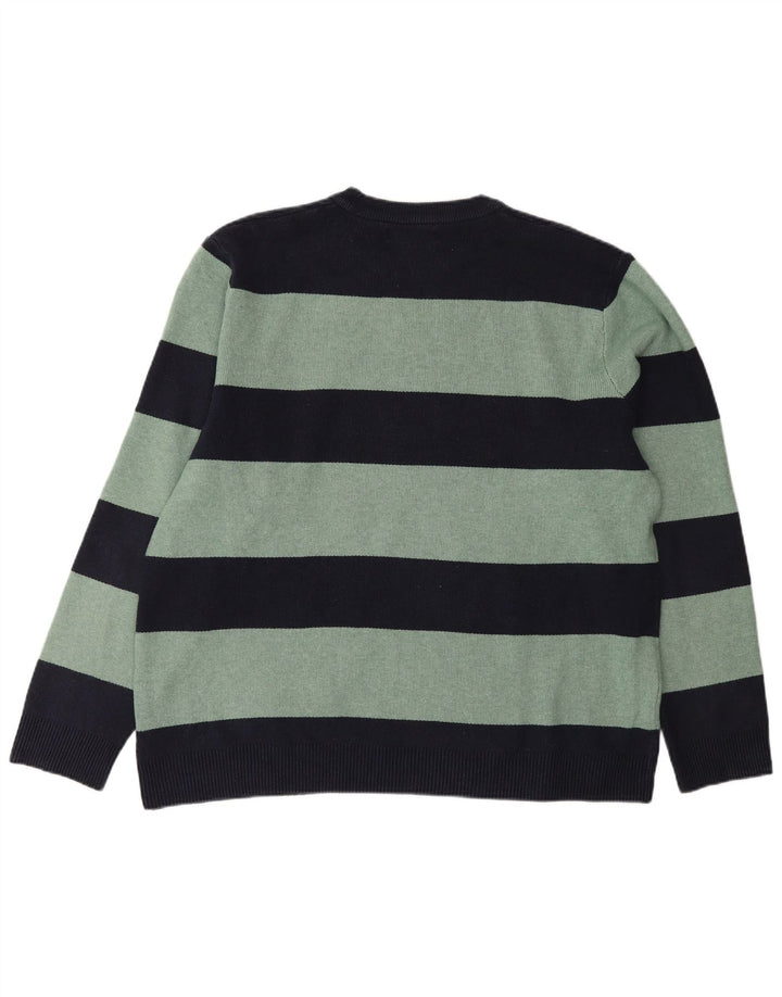 Marks & Spencer Mens Crew Neck Jumper Sweater XL Navy Blue Striped