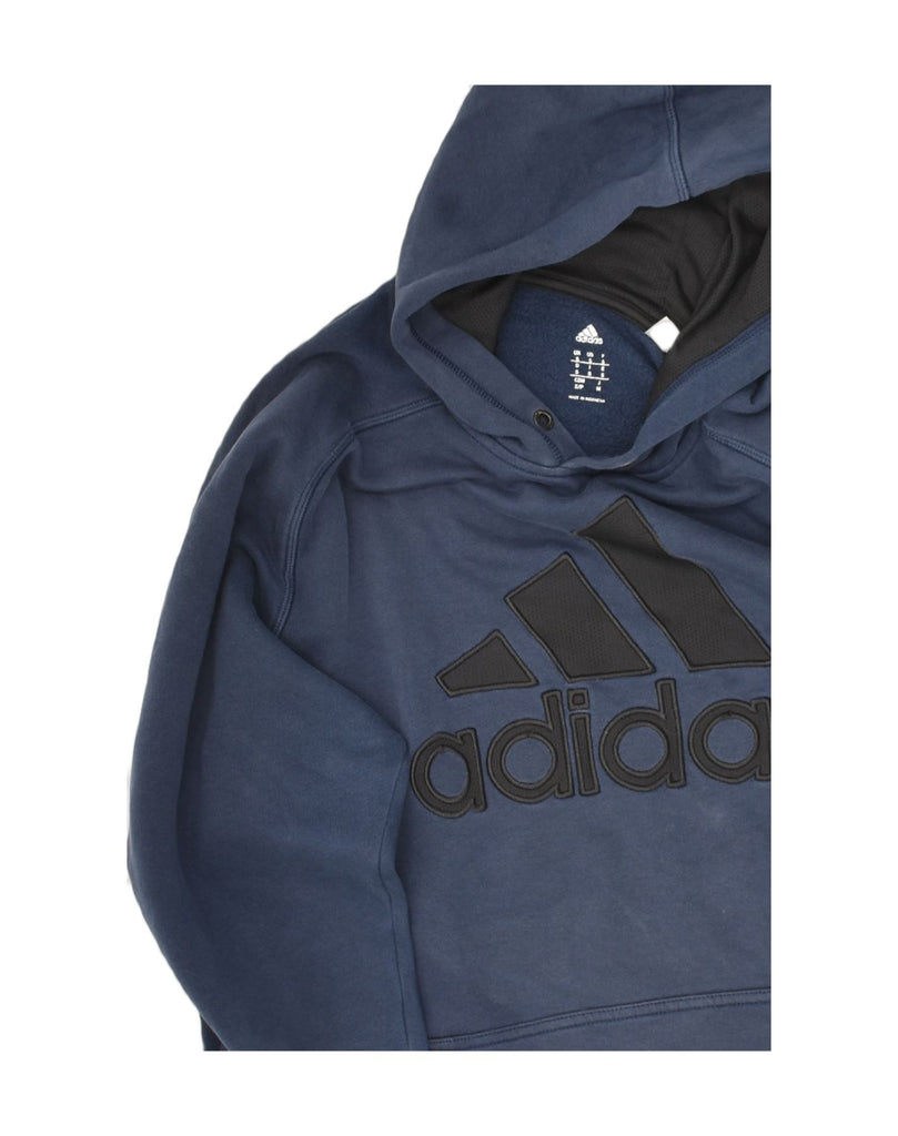 ADIDAS Mens Graphic Hoodie Jumper Small Blue Cotton | Vintage Adidas | Thrift | Second-Hand Adidas | Used Clothing | Messina Hembry 