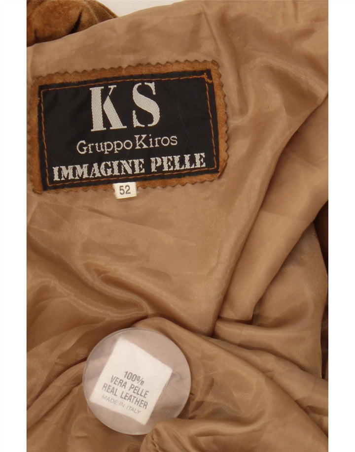 Vintage Mens Suede Jacket IT 52 XL Brown Leather