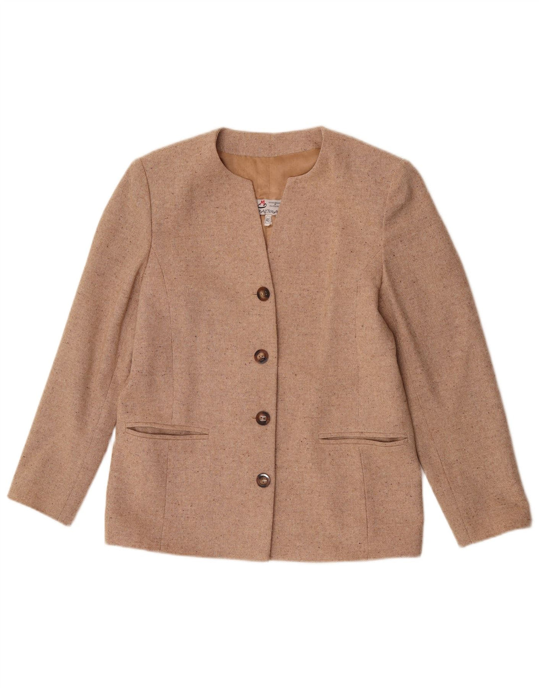 Vintage Womens 4 Button Blazer Jacket IT 46 Large Beige Flecked