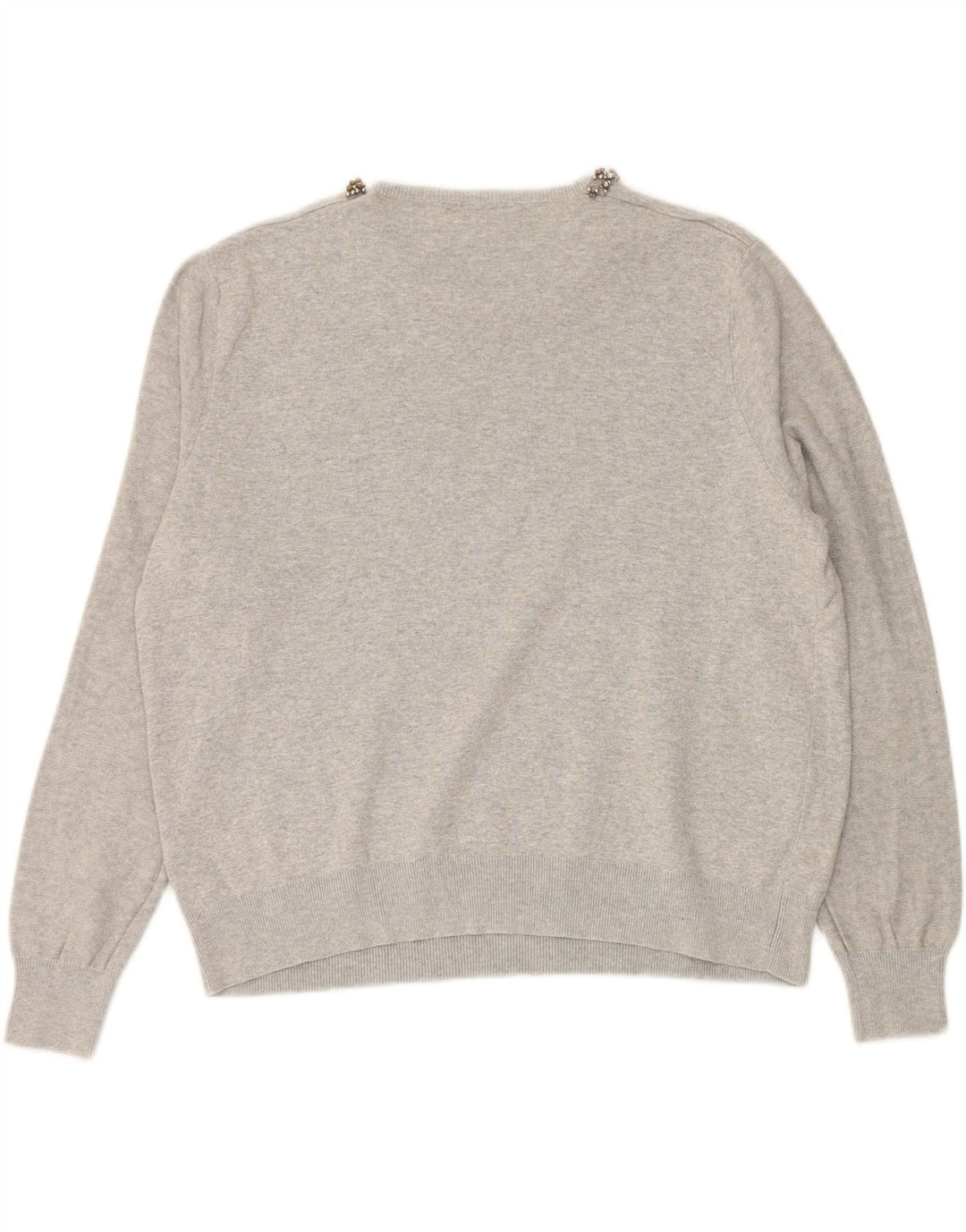 TOPSHOP Womens Crew Neck Jumper Sweater UK 14 Medium Grey Cotton Vintage Topshop and Second-Hand Topshop from Messina Hembry 