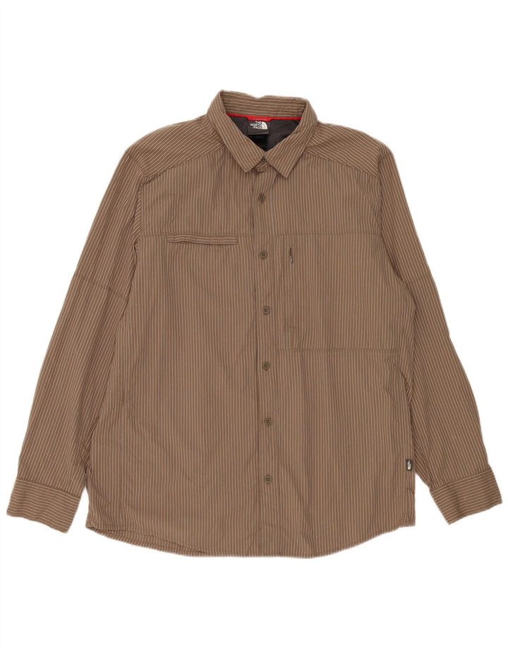 The North Face Mens Shirt Large Brown Pinstripe Nylon
