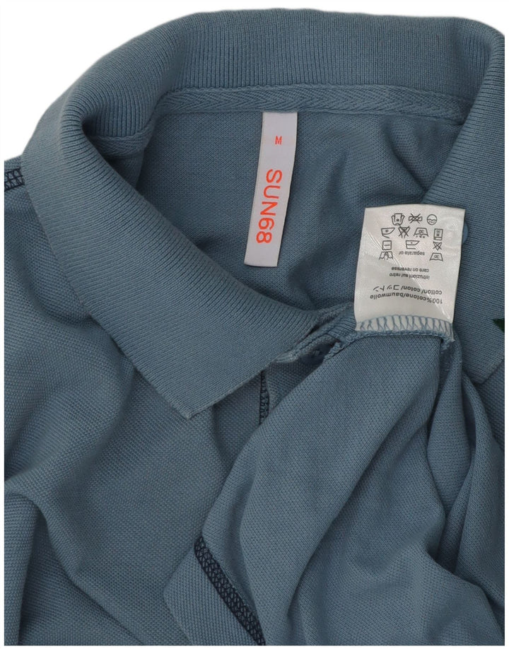 Sun68 Mens Polo Shirt Medium Blue Cotton