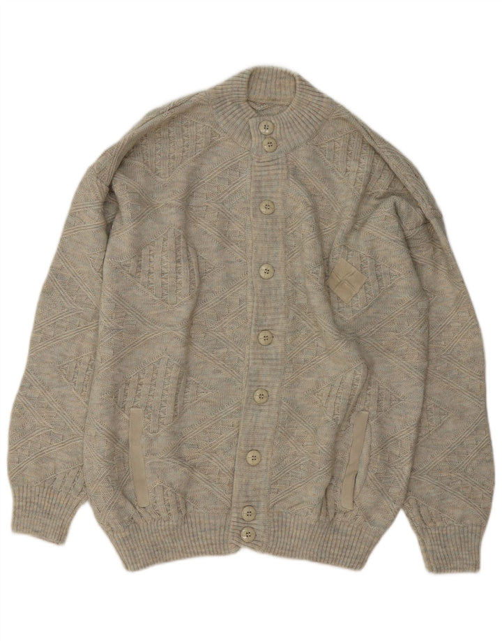 Vintage Mens Cardigan Sweater IT 52 Large Grey Wool