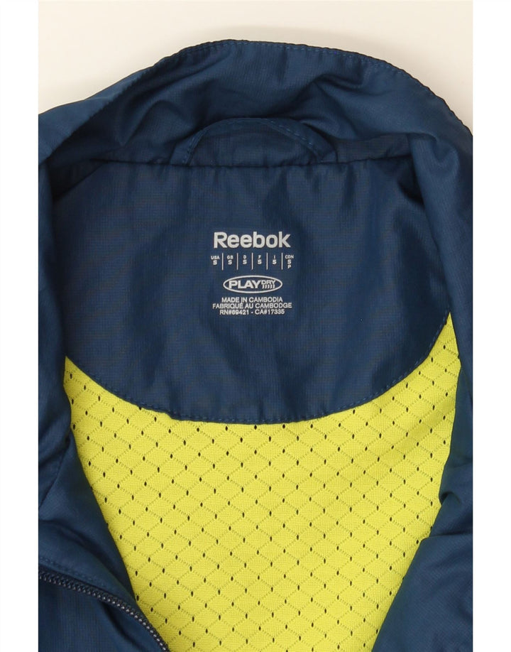REEBOK Mens Graphic Tracksuit Top Jacket  Small Navy Blue Polyester Vintage Reebok and Second-Hand Reebok from Messina Hembry 
