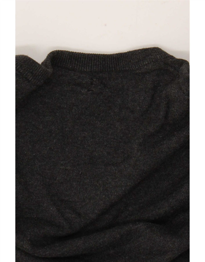 Massimo Dutti Mens V-Neck Jumper Sweater Medium Grey Colourblock Cotton