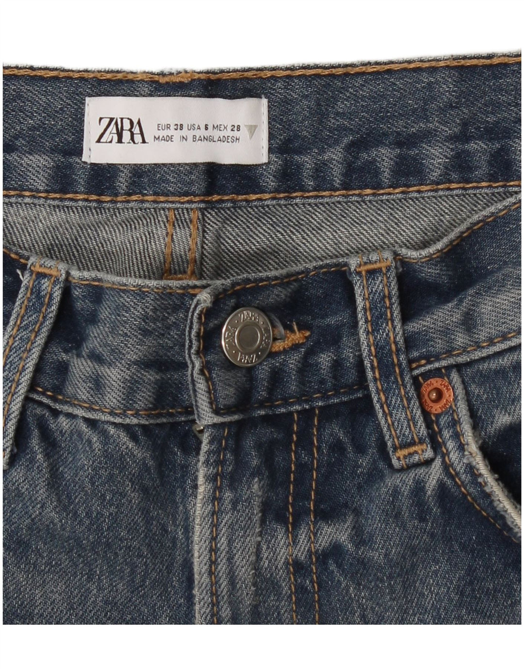 ZARA Womens Straight Jeans EU 38 Small W28 L30 Blue Cotton