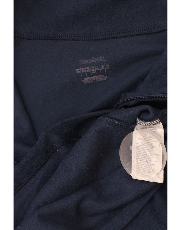 REEBOK Mens Fleece Jacket UK 42 XL Navy Blue Polyester