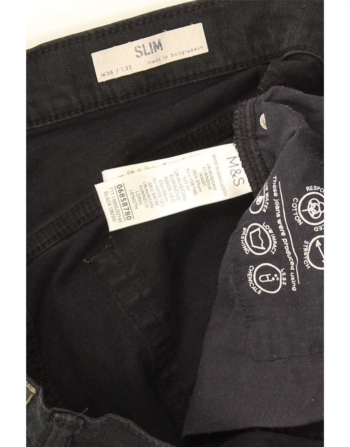 Marks & Spencer Mens Slim Jeans W36 L33 Black Cotton