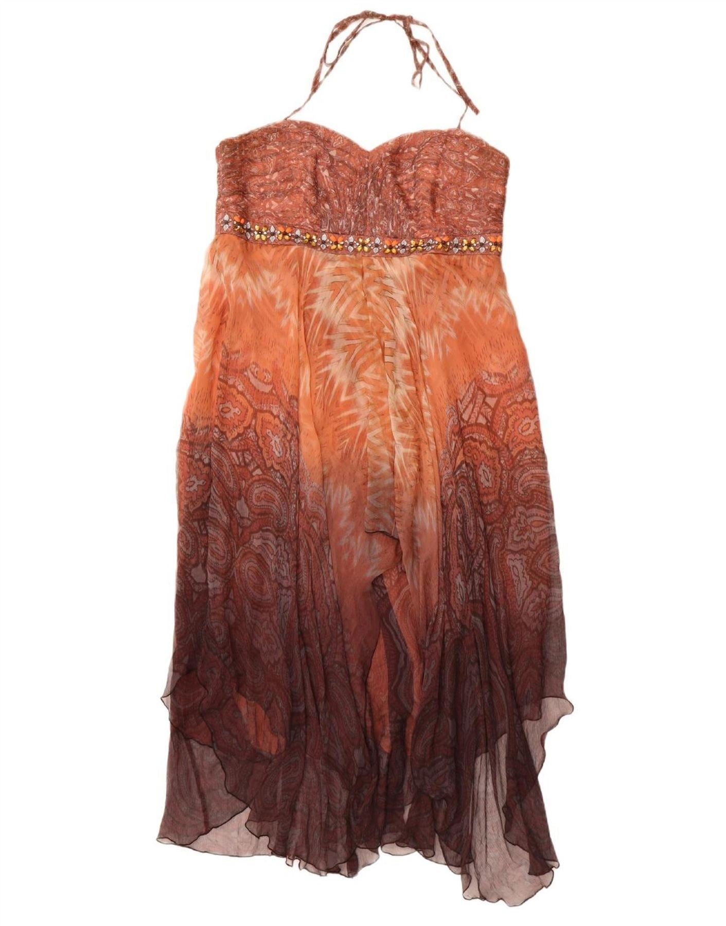 MONSOON Womens Asymmetric Halter Dress UK 18 XL Multicoloured