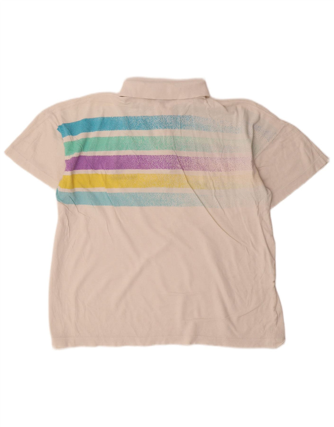 Sergio Tacchini Mens Polo Shirt Medium White Striped Cotton