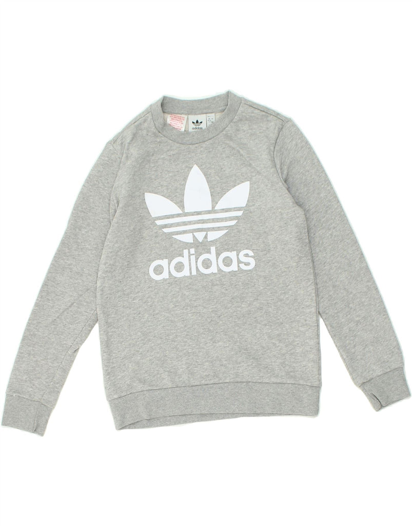 ADIDAS Boys Graphic Sweatshirt Jumper 10-11 Years Grey Cotton | Vintage Adidas | Thrift | Second-Hand Adidas | Used Clothing | Messina Hembry 