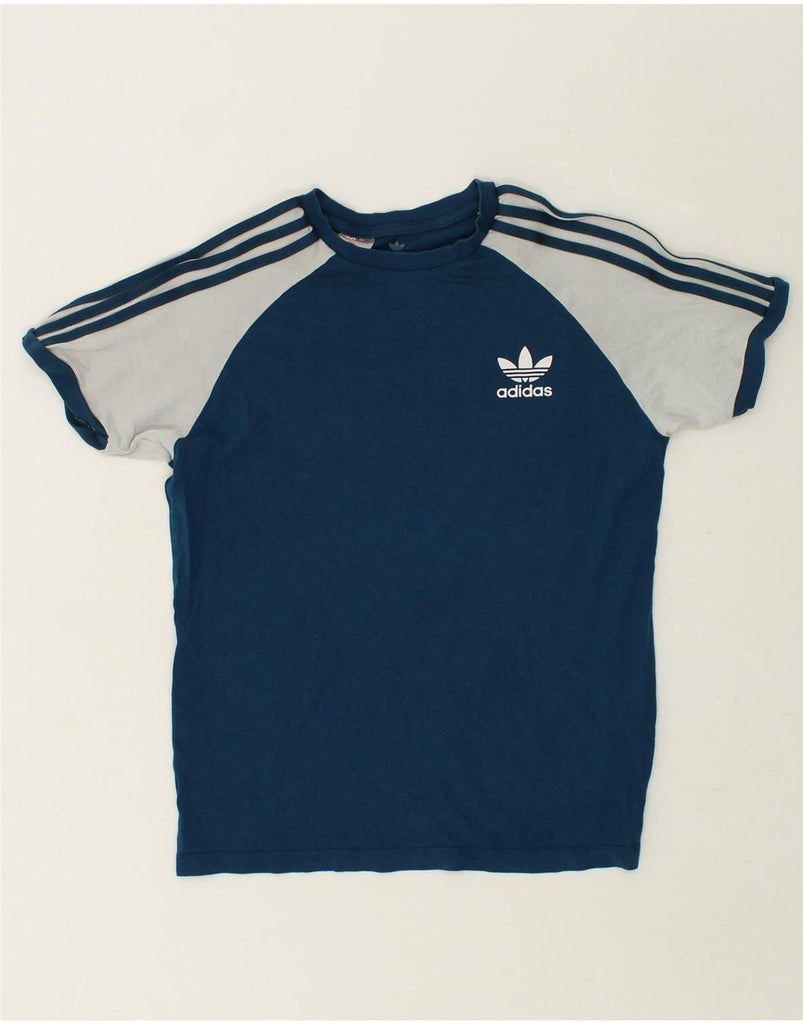 ADIDAS Boys Graphic T-Shirt Top 12-13 Years Blue Colourblock Cotton | Vintage Adidas | Thrift | Second-Hand Adidas | Used Clothing | Messina Hembry 