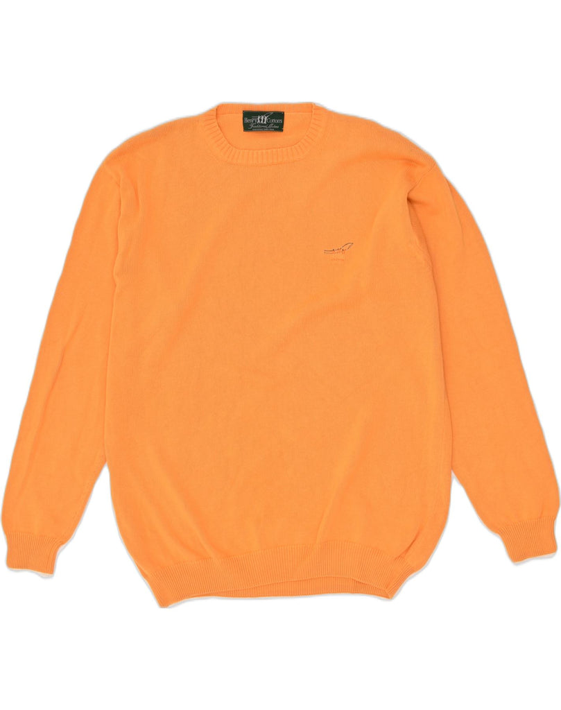 HENRY COTTONS Mens Crew Neck Jumper Sweater XL Orange Cotton | Vintage Henry Cottons | Thrift | Second-Hand Henry Cottons | Used Clothing | Messina Hembry 