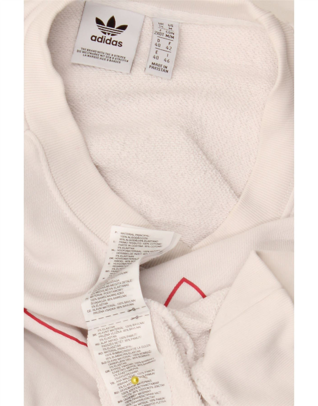 ADIDAS Womens Graphic Sweatshirt Jumper UK 14 Large White Cotton