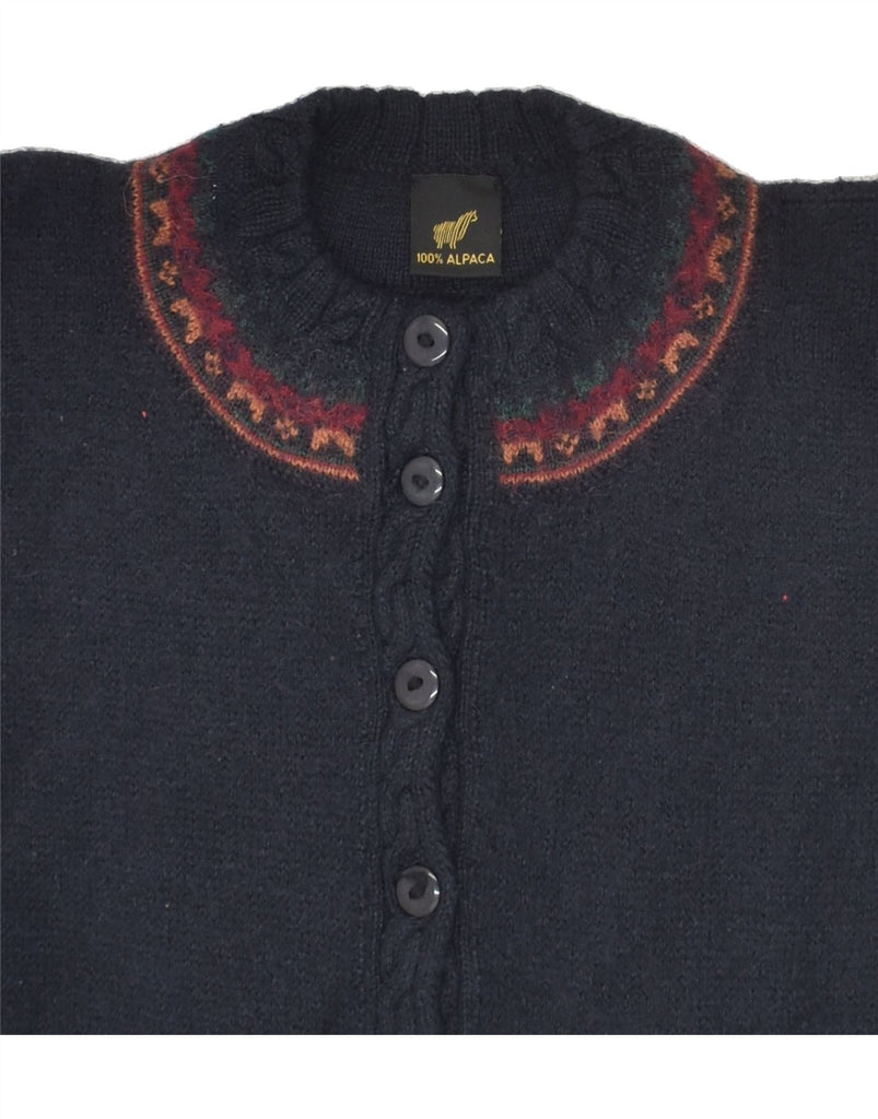VINTAGE Womens Cardigan Sweater UK 14 Large Navy Blue Fair Isle | Vintage Vintage | Thrift | Second-Hand Vintage | Used Clothing | Messina Hembry 