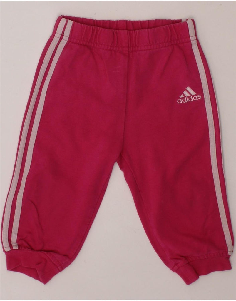 ADIDAS Baby Girls Joggers Tracksuit Trousers 6-9 Months Pink Cotton Vintage Adidas and Second-Hand Adidas from Messina Hembry 