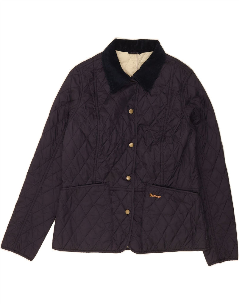BARBOUR Womens Quilted Jacket UK 14 Medium  Navy Blue Polyamide Vintage Barbour and Second-Hand Barbour from Messina Hembry 