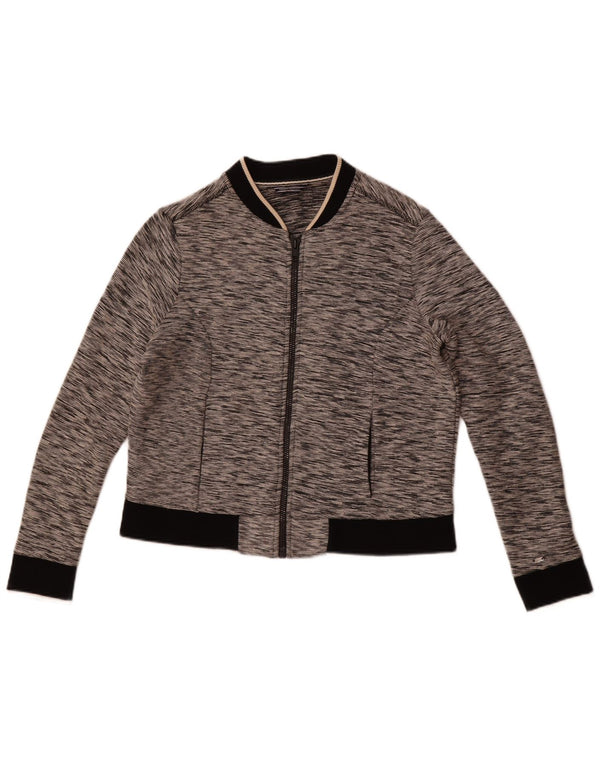 Tommy Hilfiger Womens Tracksuit Top Jacket UK 12 Medium Grey Flecked Cotton