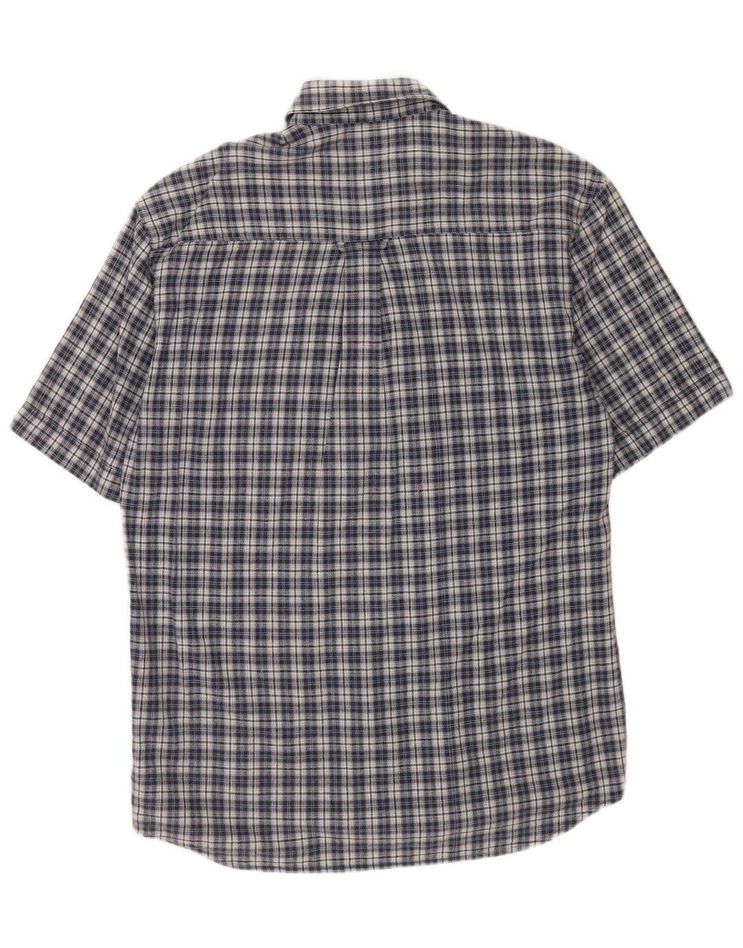 Mustang Mens Short Sleeve Shirt Medium Navy Blue Check Cotton