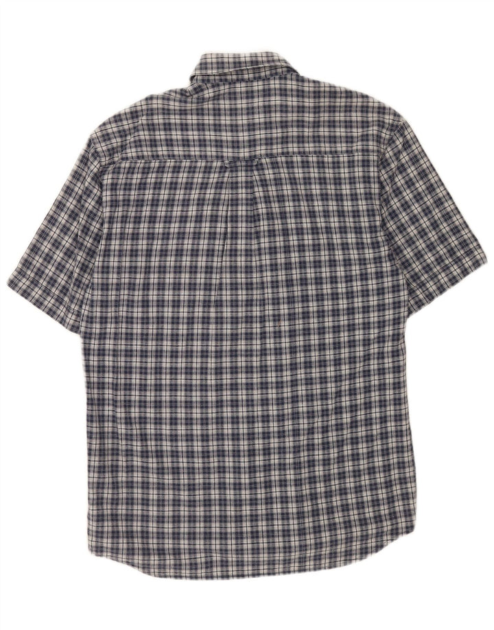 Mustang Mens Short Sleeve Shirt Medium Navy Blue Check Cotton
