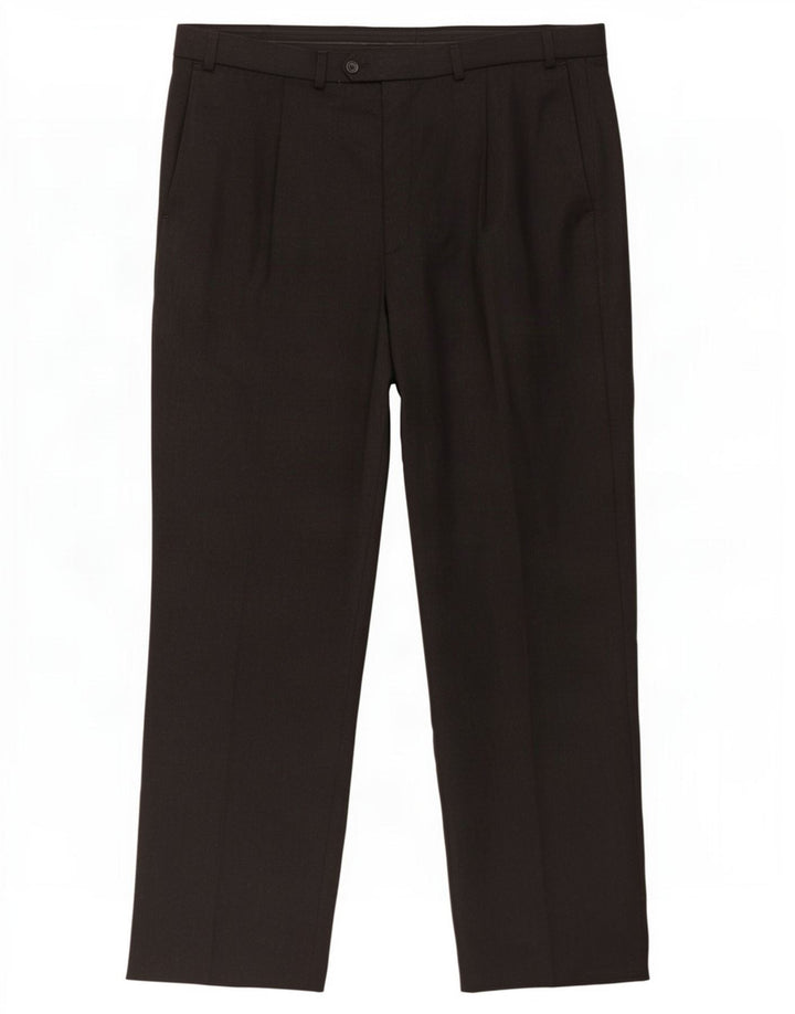 Marks & Spencer Mens Straight Suit Trousers W40 L31 Grey Wool