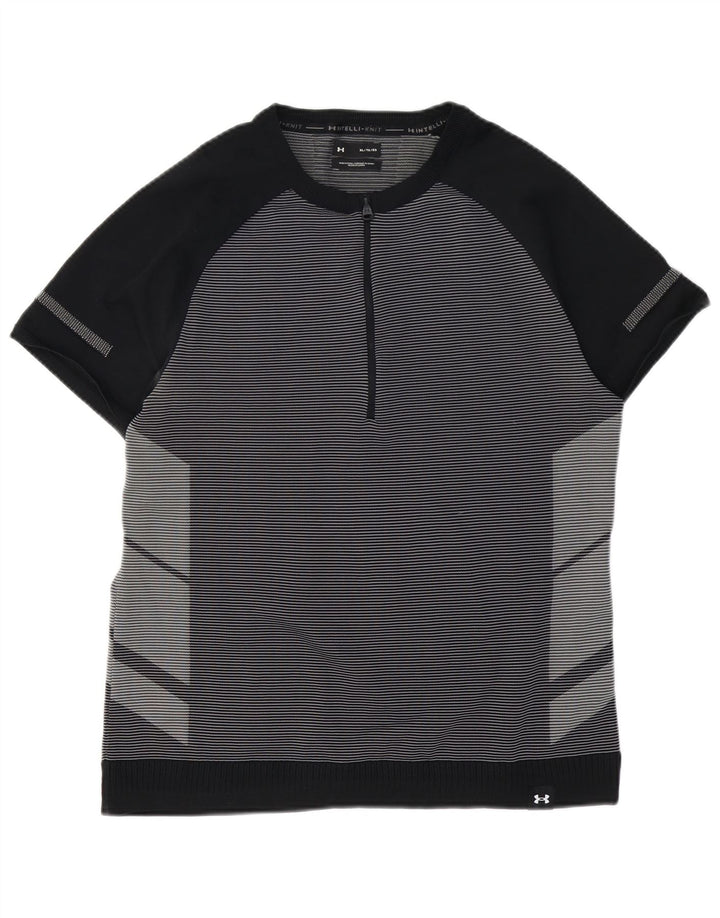 UNDER ARMOUR Mens T-Shirt Top XL Black Pinstripe Polyester